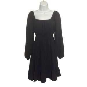 Dokotoo Womens XS Mini Dress Square Neck Tie Back Smocked Milkmaid Cottagecore